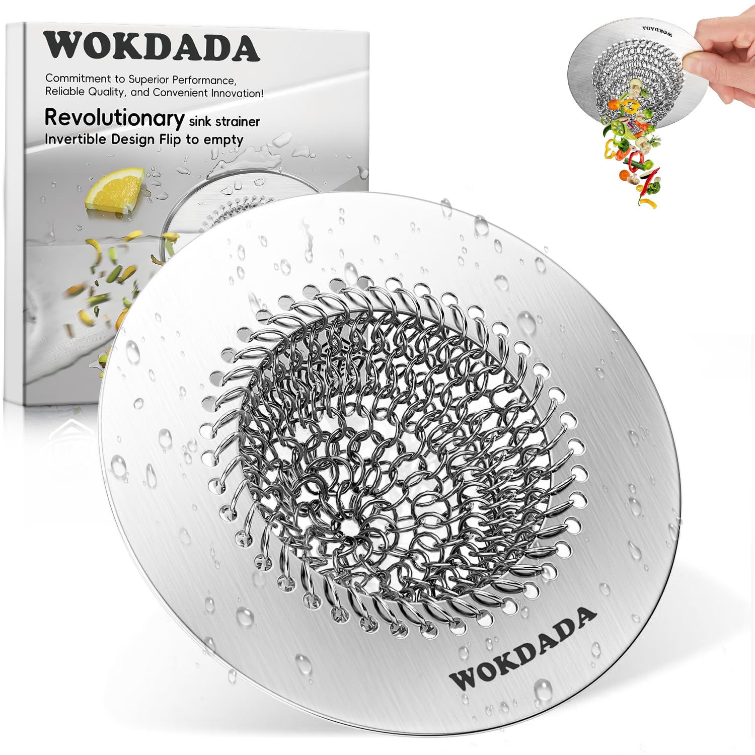 Photo 1 of Wokdada Sink Drain Strainer, Reversible Anti-Clog Mesh Strainer with 304 Stainless Steel Screen, Easy Clean, Fit for Standard Sink Drain, Garbage Disposal Cover for Kitchen/Masterfully Handcrafted