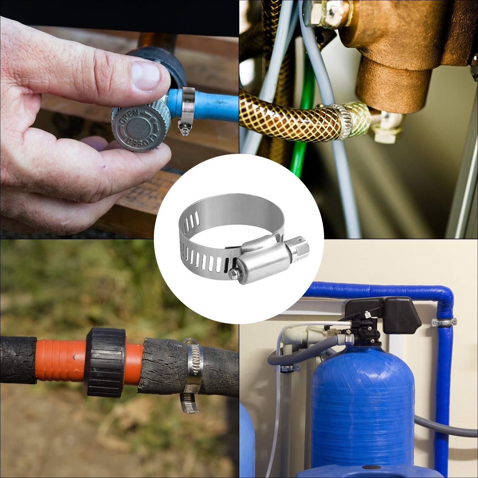 Matogle 24pcs Stainless Steel Hose Clips Adjustable Hose Clamps Jubilee Clip of Multi Size for Home Worm Drive Gear Gas Water Pipe Duct Tube with Screwdriver