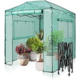 EAGLE PEAK 8' x 6' Portable Walk-in Greenhouse Instant Pop-up Fast Setup Indoor Outdoor Plant Gardening Green House Canopy, F