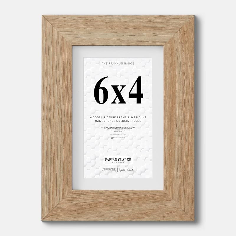 Fabian Clarke London 6x4 Modern Oak Photo Frame with White Mount 5x3