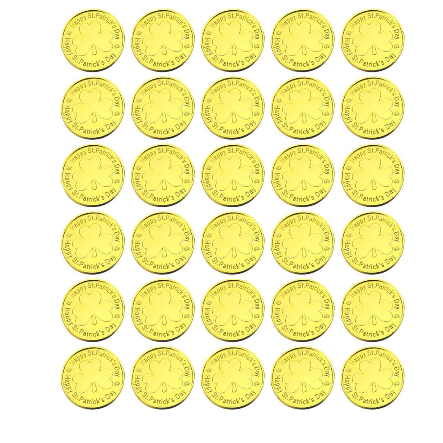 Photo 1 of 30PCS St. Patrick's Plastic Gold Coins,Fake Gold Coins for School Game,Scavenger Hunting,Party Decor