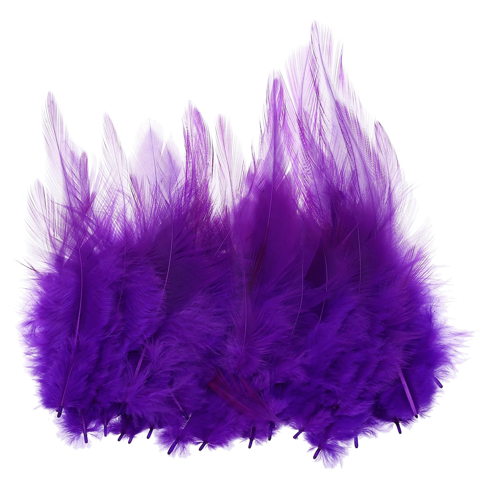 PATIKIL 3-5 Inch Rooster Feathers, 100 Pack Bulk Natural Feathers for Crafts Colorful Fluffy Craft Feathers for Dream Catcher Handwork Clothing Costumes Wedding, Purple