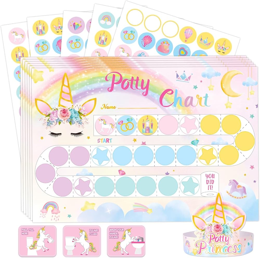 WERNNSAI Unicorn Potty Training Chart for Girls Toddler Kids Reward Stickers