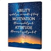 Ability Motivation Attitude Wall Decor,Inspirational Quotes Canvas Paintings Framed For Office Workplace Wall Art Decor