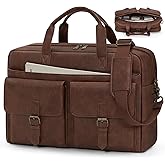 RAINSMORE Messenger Bag for Men 16 Inch Leather Laptop Bags Work Computer Briefcase Vintage Mens Satchel Shoulder Bag for Work, Office, Business, Travel, Brown