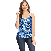 Anna-Kaci Womens Shimmer Sequins Club Spaghetti Strap Camisole Vest Tank Tops