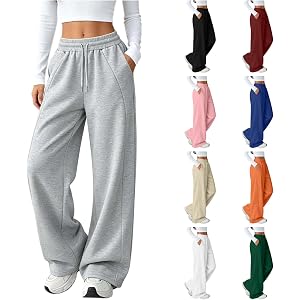 AQAYL Wide Leg Sweatpants Women Baggy High Waisted Gym Workout Joggers | Sweat pants for womens with pockets drawstring track