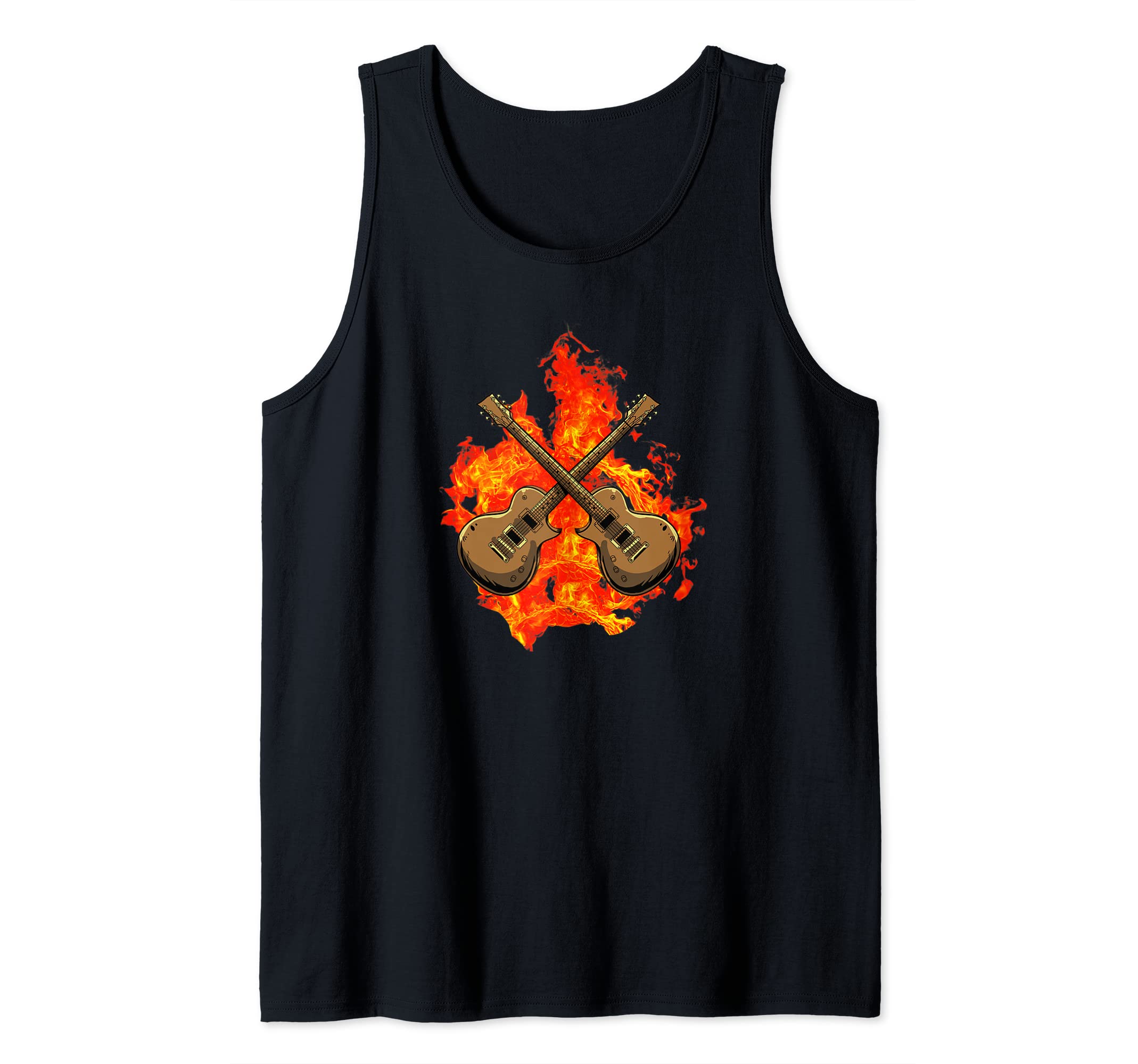Electric Guitar Musician - E-Guitar Flames Rock Guitarist Tank Top