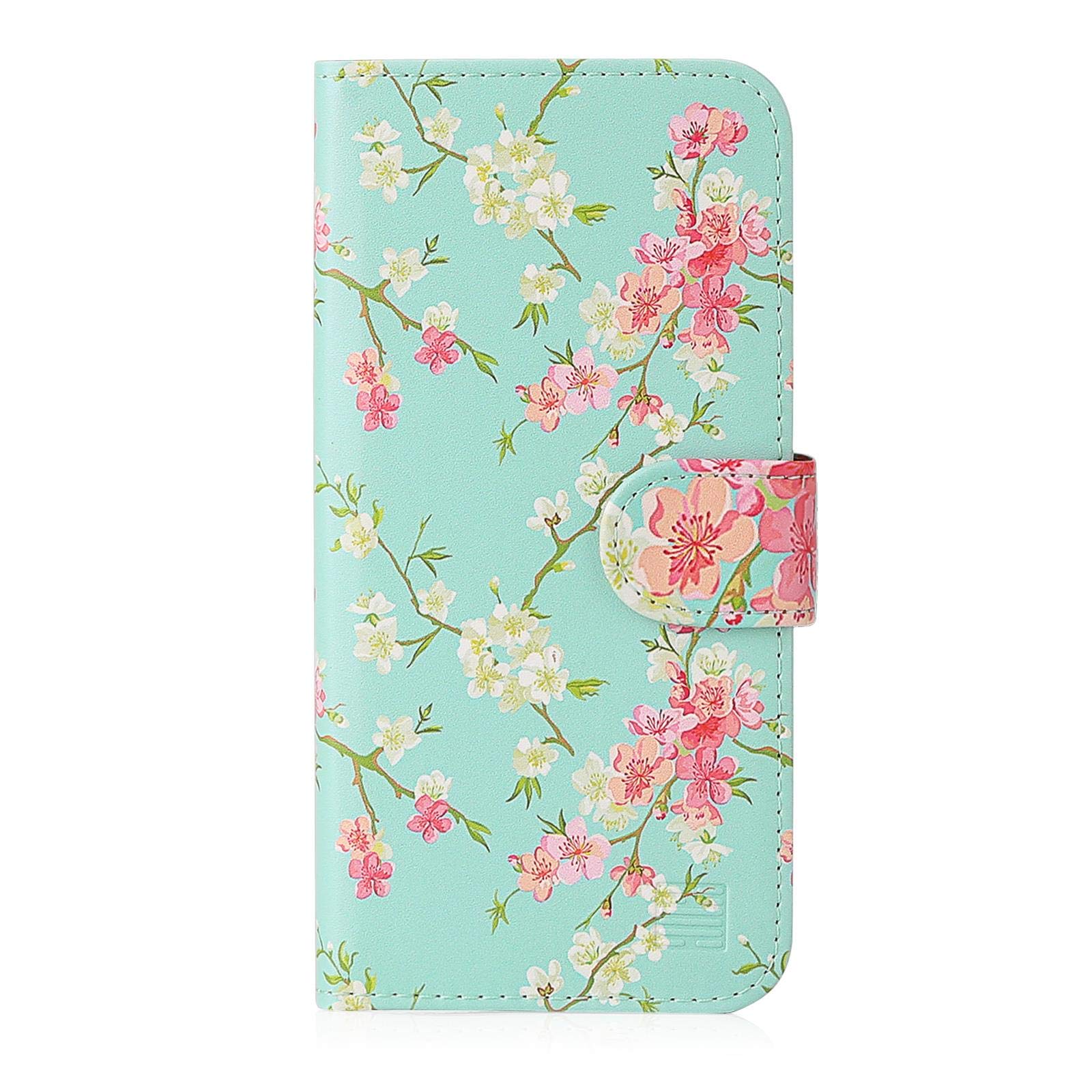 32nd Floral Series - Design PU Leather Book Wallet Case Cover for Apple iPhone XR, Designer Flower Pattern Wallet Style Flip Case With Card Slots - Spring Blue
