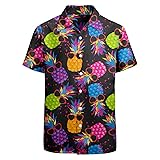HUGLAZY Pineapple Hawaiian Shirt for Men Sunglasses