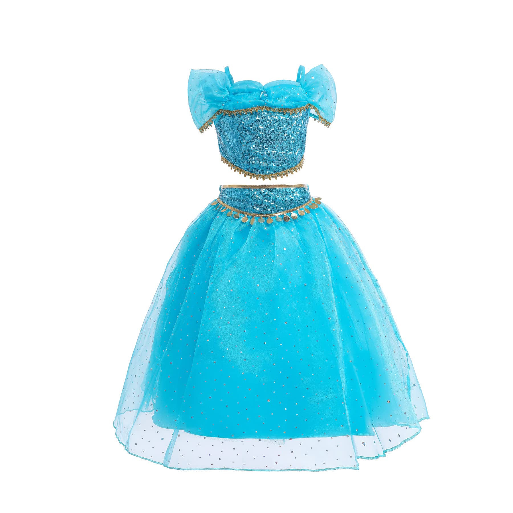 ELSA & ANNA Princess Costumes for Girls - Snow Queen Fancy Dress for Girls - Girls Fancy Dress for Parties, Birthdays, Cosplay & Halloween - JA2111 (5-6 Years)