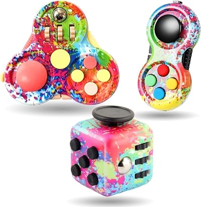 Steemjoey 3-in-1 Fidget Set Pad Cube Finger Toy Stress Relief Colour