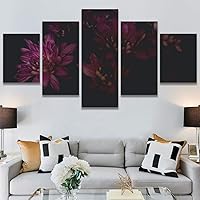 SIGNWIN 5 Panel Canvas Wall Art Modern Art Bohemian Bouquet Colorful Cool Floral Group Multicolor Photography Realism for Home Decorations Ready to Hang - 60