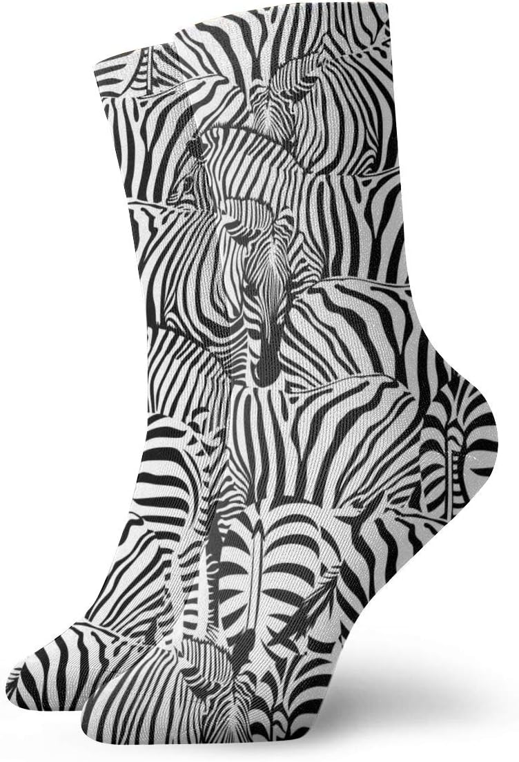 Zebra Pattern.Savannah Animal Ornament Socks Women & Men Socks Soccer Sock Sport Tube Stockings Length 11.8 Inch