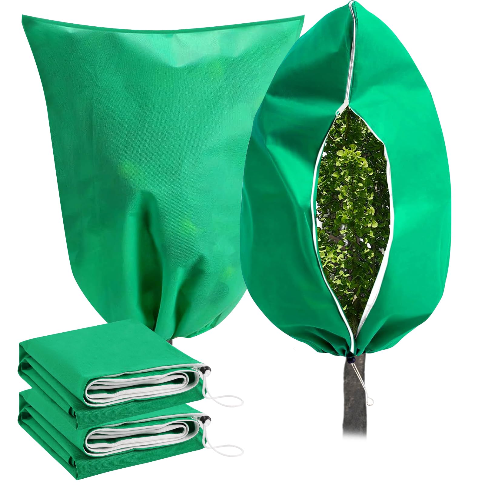 Photo 1 of 2 Pack Winter Plant Covers Freeze Protection - 2.2oz/yd² (72" X 47") Frost Protection Blankets with Zipper & Drawstring Closure, Reusable Freeze Cloths for Shrubs, Fruit Trees, Potted Plants