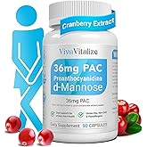 5 in 1 Cranberry Supplement for Women, 36mg PAC 100% Soluble D-mannose Dandelion Herb Mulberry Uva Ursi Leaf Natural Urinary Tract Health Support, Cranberry Pills UTIs Prevention 90 Caps