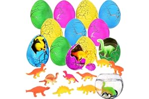 WODMAZ 12Pcs Hatching Growing Dinosaur Eggs Toys, Dinosaur Egg That Hatch in Water, Kids Novelty Toy Science Kits for Easter Basket Stuffers, Easter Egg Hunt Easter Party Favors Classroom Prize Toys