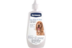 PetArmor Ear Mite Treatment for Dogs, Ear Mite Medicine Kills Ticks and Ear Mites to Relieve Itchiness, Sooths Ears with Aloe, 3oz