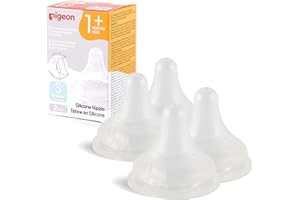 Pigeon Silicone Nipple (S) with Latch-On Line, Natural Feel, 1+ Months, 4 Counts