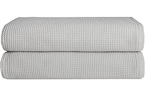 Cozy Earth Waffle Bath Sheets - 60% Cotton 40% Viscose from Bamboo Bath Sheets 40 x 65 Inches - Soft & Absorbent Terry, Reversible Mini Textured Waffle & Weave Pattern - 2 Pack