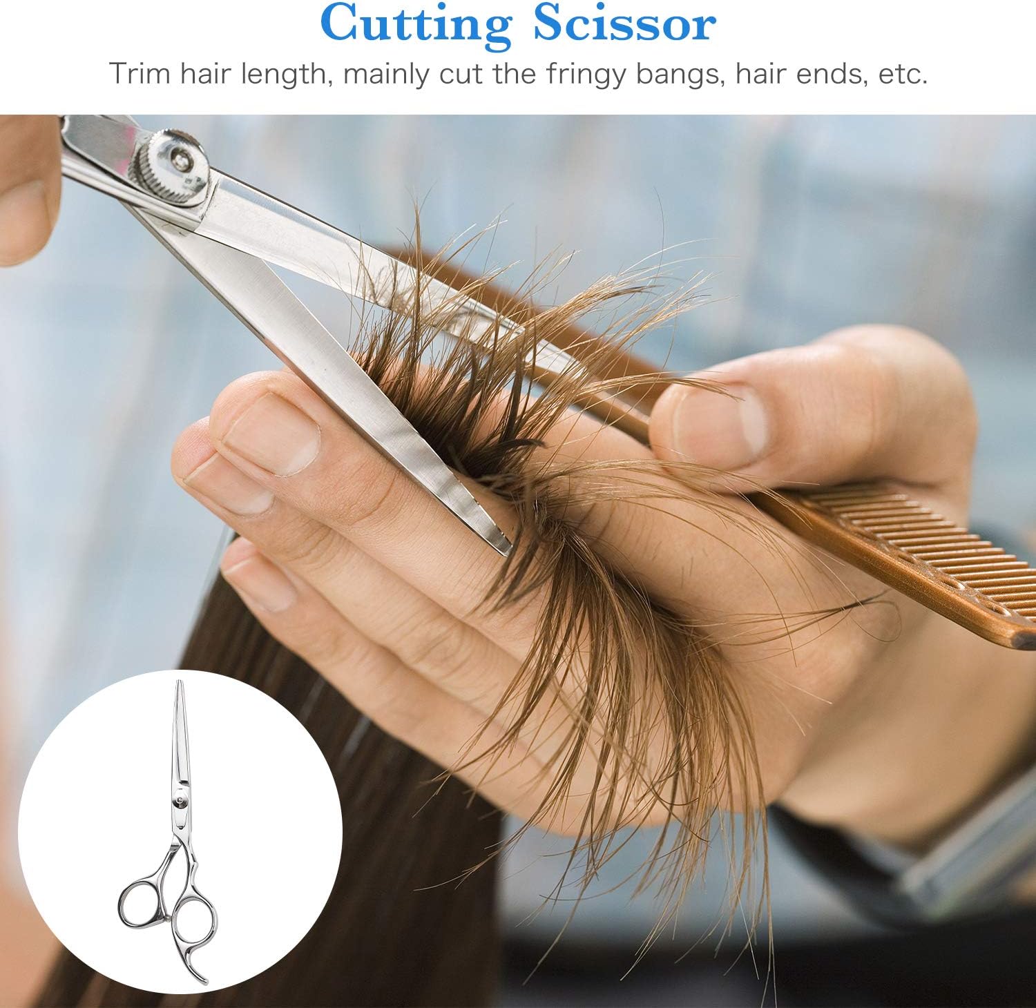 Hair Cutting Scissors Thinning Teeth Shears Set Stainless Steel (6 inches), Professional Home Haircutting Styling Barber/Salon for Women Men Kids Pets: Home Improvement