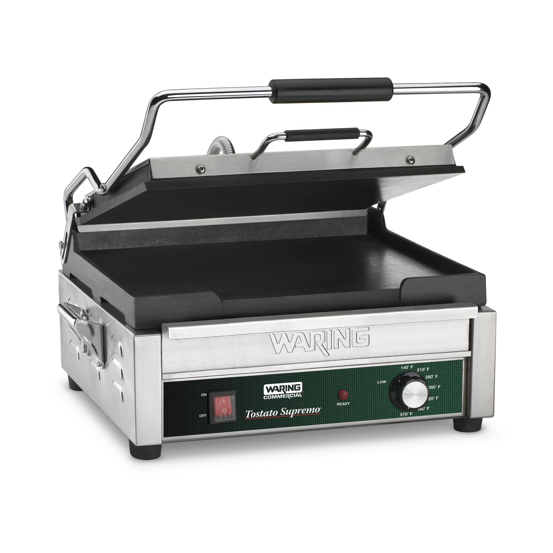 Photo 1 of Waring Commercial WFG250 Tostato Supremo® Large Flat Toasting Grill, 120V, 1800W, 5-15 Phase Plug, Silver