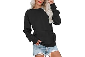 Ovanviso Womens Crewneck Sweatshirts with Pocket Trendy Fashion Pullover Loose Fit Long Sleeve Tops 2026