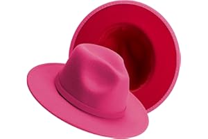 KUJUHA Women Men Wide Brim Fedora Hat