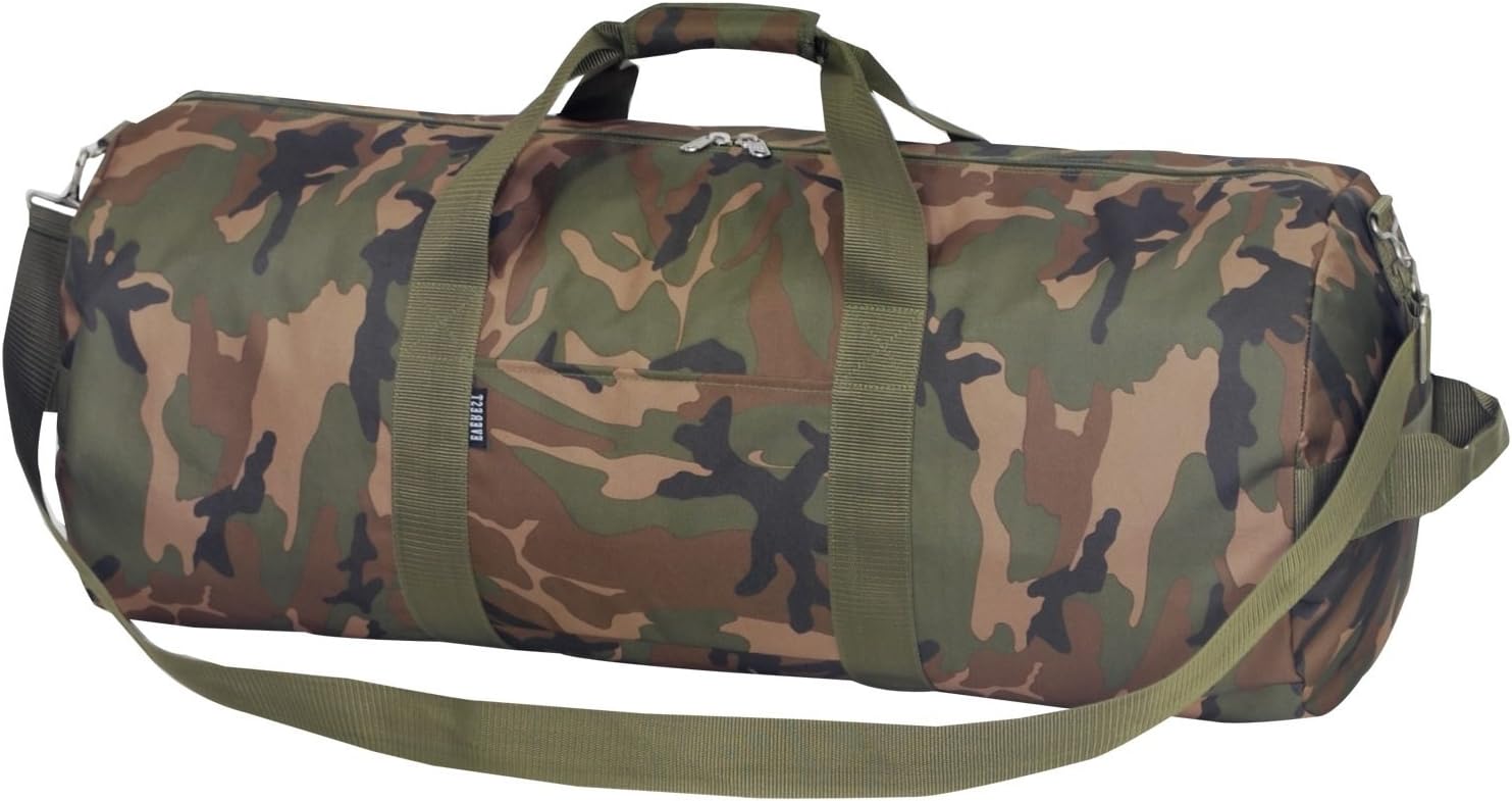 DH Dark Green Tan Brown Black Camouflage Army Print Theme School Gym Duffel Bag, Boys All Over Multi Camo Hunters Hunting Themed Sleepover Travel Duffle : Sports & Outdoors