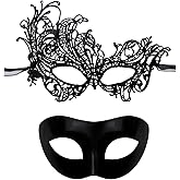 IncreDecor Masquerade Mask for Couples Women Men Venetian Lace Mask Set, Specially for Halloween Costume, Mardi Gras (Angel)