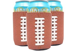 TahoeBay Football Can Coolers (12-Pack) Party Decorations Sports Themed Team Accessories Favors College Ball Game Decor Bulk Beer Insulating Sleeves Soda Gift Beverage Blanks for Vinyl Neoprene