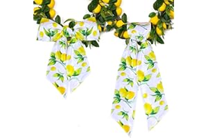 YLOLUL 2 Pcs Lemon Wreath Sash for Front Door 4.5'' X 56'' Spring/Summer Fruit Wreath Satin Sash for Wedding Home Party Wall Decor