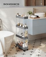 Songmics 4-Tier Storage Trolley with Wheels Dove Grey KSC008G01 14.4x42x86 cm view 2