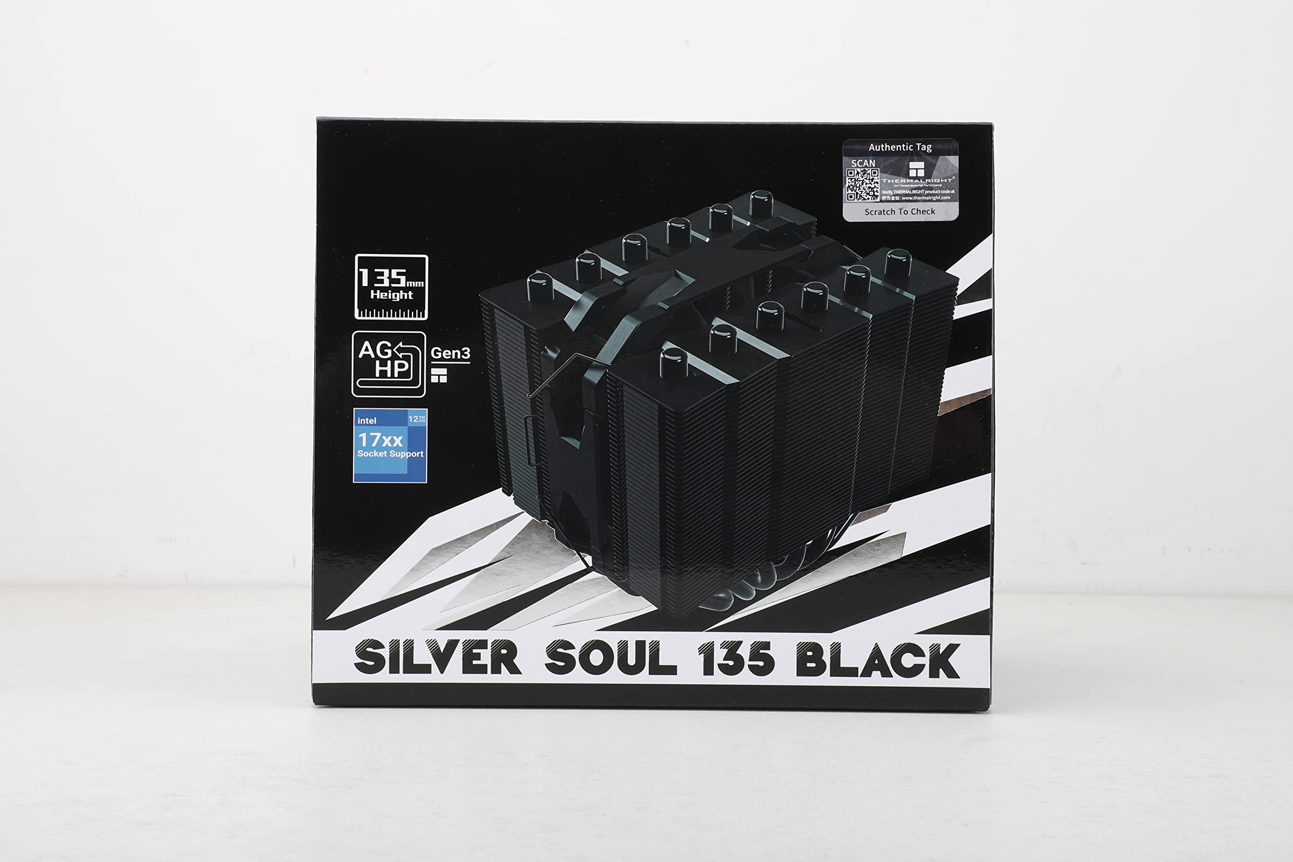 Silver Soul 135 Black Dual Tower CPU Air Cooler, 6x6mm Heat Pipes, TL-D12PRO PWM Fan, Aluminium Heatsink Cover, AGHP Technology, for AMD AM4/Intel 1700/1150/1151/1200/2011/2066/AM5
