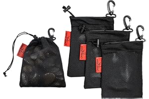 COVER GENY Mesh Foraging Bags with Clip, 4 Pack Drawstring & Toggle Closure Foraging Pouch for Rock Collecting, Mushroom Hunting, Beachcombing, Fastening Hook Nylon Harvesting Pouch for Adults Women