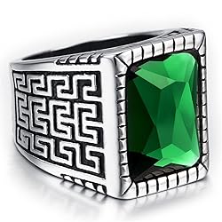 PAURO Men's Stainless Steel Vintage Pattern Square