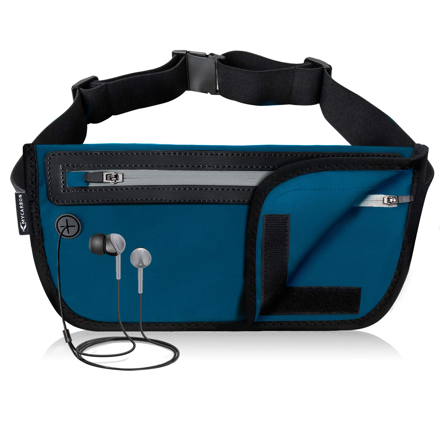 MYCARBON Travel Money Belt RFID Against Invisible Theft Secret Wallet Hidden Under Clothes Belt Wallet Security Travel Pouch Waist Bumbag for Money,Cards,Passports,Phone up to 6" (Blue)