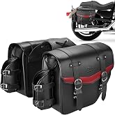 KEMIMOTO Quick Release Buckle Motorcycle Saddle Bags with Cup Holder | 18L (9Lx2)Large Capacity, PU Leather Saddlebags,Waterproof Capacity, Compatible with Softail Dyna Road King Universal