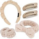 WHAVEL 6PCS Spa Headband and Wristband Set - Get Ready Headbands Wrist Bands for Washing Face Skincare Face Wash Headband Makeup Hair Band