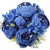 Duovlo Artificial Peony Silk Flowers Fake Flowers Vintage Wedding Home Decoration,Pack of 1 (Navy)