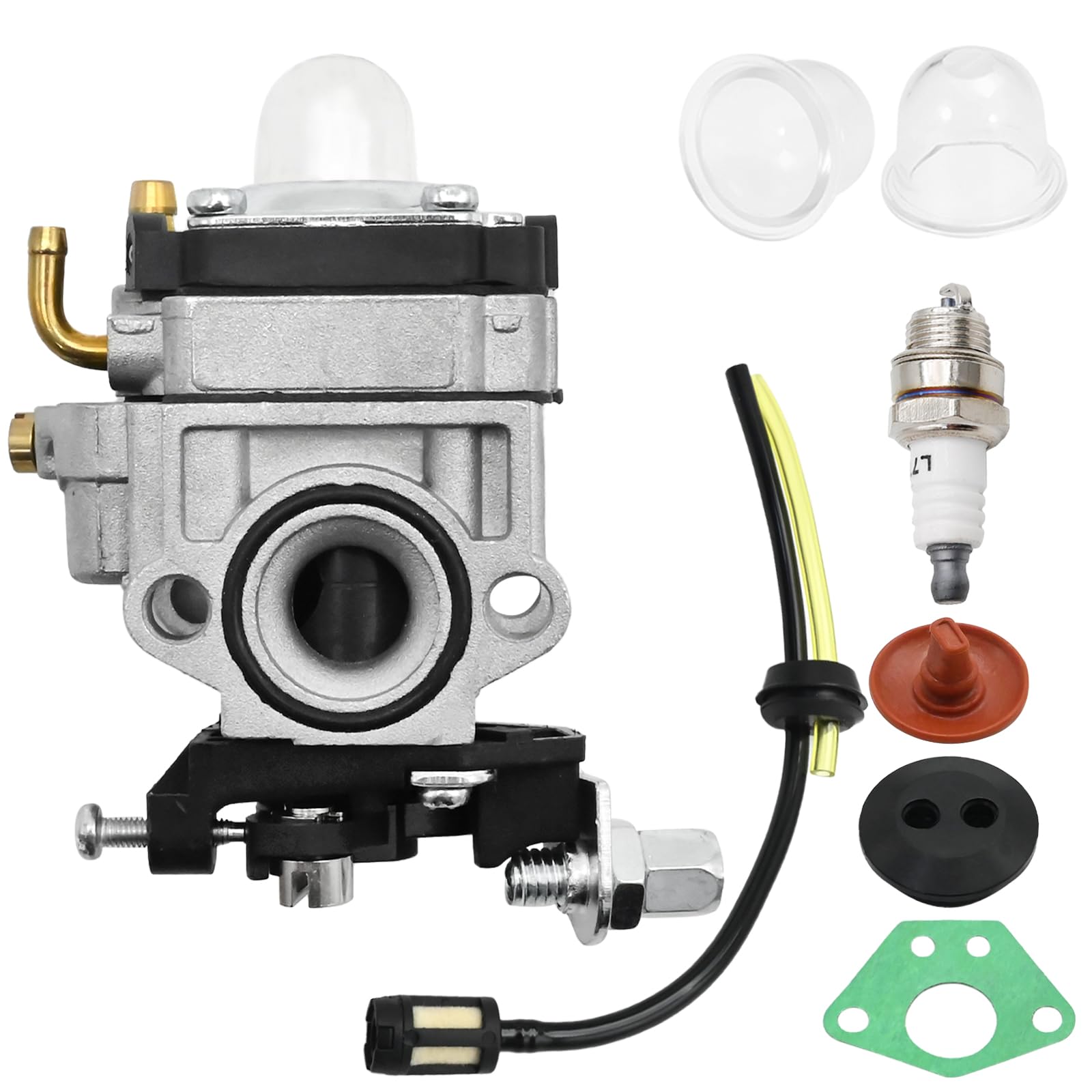 Hoypeyfiy 15 mm Carburettor Carb Kit with Fuel Filter Fuel Line, for 33cc 43cc 47cc 49cc 50cc 52cc 2-Stroke Engines, Replacement for Titan 350GBC 530GBC Brush Cutter, Replaces A021000051 A021000052