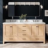 ARIEL Cambridge 72-inch Bathroom Vanity with Sink,Solid Wood, 1.5-inch Pure White Quartz Countertop, Double Rectangular Porce