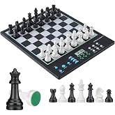 Advanced Electronic Chess Board Large Chess Computer Game for Adults &amp; Kids | Talking Smart Chessboard 2300+ ELO Master-Level AI Engine 2.36-in King Bigger Magnetic Chess Set LCD for Chess Lover (Black)