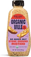 Organicville Stone Ground Mustard - Organic Mustard, 0g Added Sugar, Mustard Stone Ground Organic, Vegan, Gluten Free, USDA O