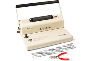 TIANSE Coil Binding Machine, Electric Coil Inserter, Manual Round Hole Punch, 15 Sheets Punch Capacity, Perfect for Letter Size / A4 / A5, Comes with 100pcs 5/16'' Plastic Coil Binding Spines & Plier