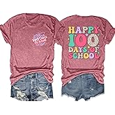 Happy 100 Days of School Teacher Shirt Women: Teacher T Shirts Kindergarten Teacher Gifts 100 Days Celebration Tops