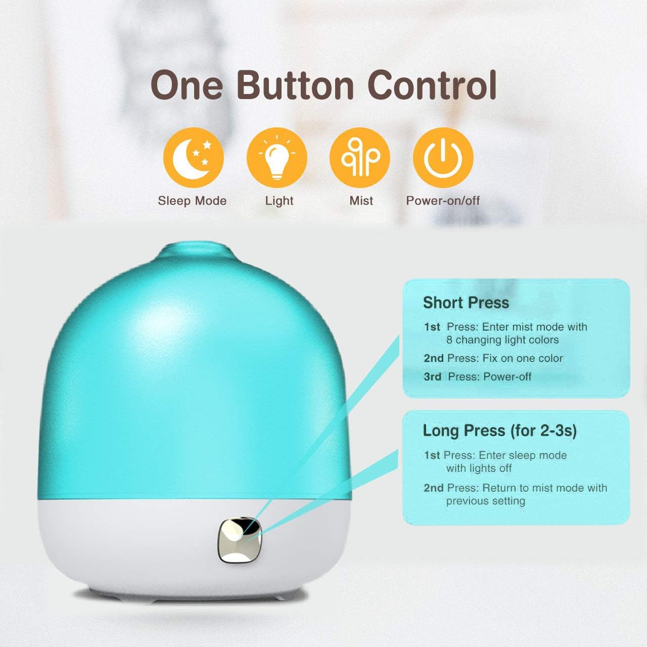 Decor Tribe Ultrasonic Essential Oil Diffuser 120ml, Humidifier with 7 Colors LED Lights and Waterless Auto Shut-off Cool Mist for Car, Office Desk, Home, Spa