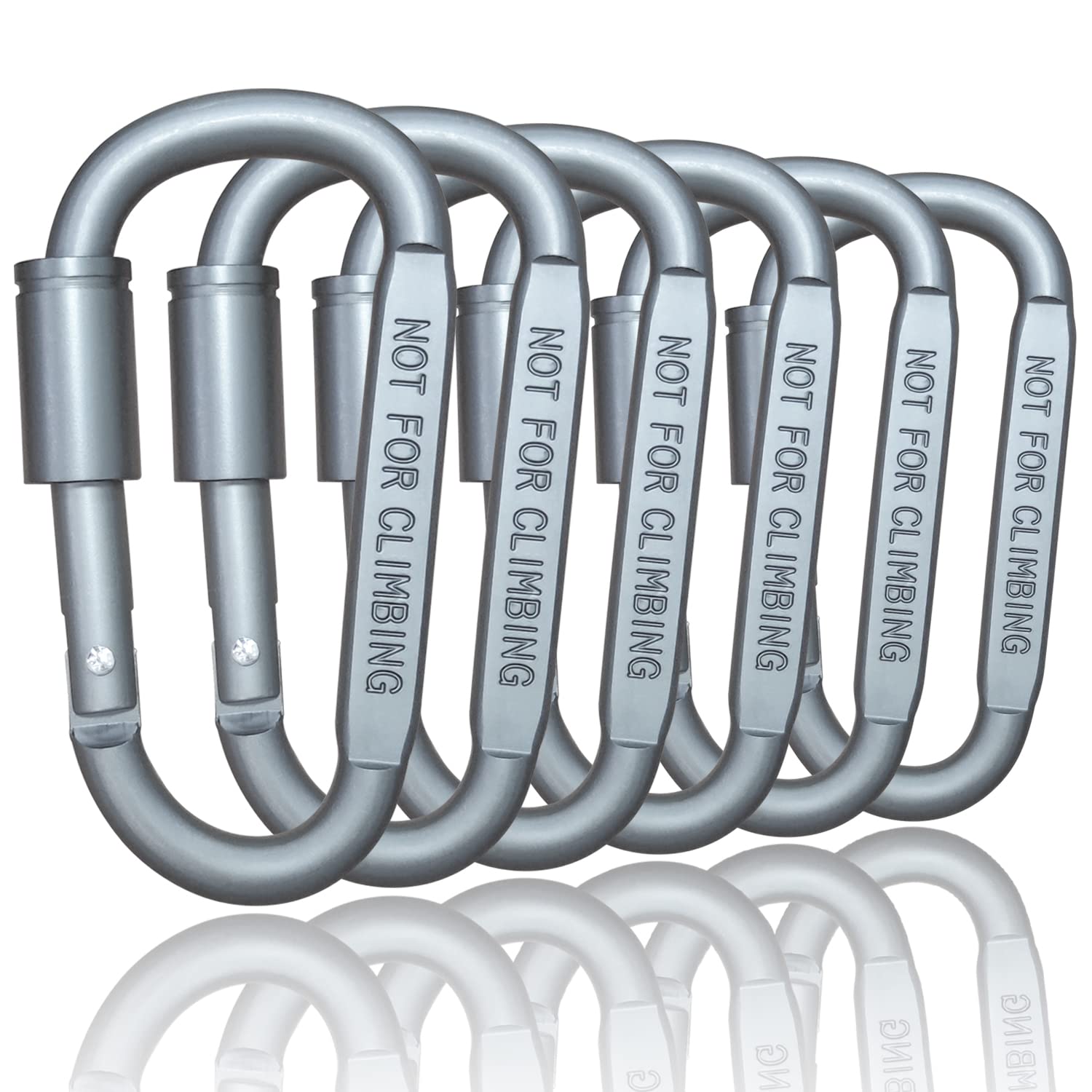 Locking Carabiner,Aluminum D-ring Carabiner keyring Keychain Clips for Outdoor Camping Traveling Fishing Backpack Key Chain Heavy Duty Screw Gate Lock Hooks 6pcssliver