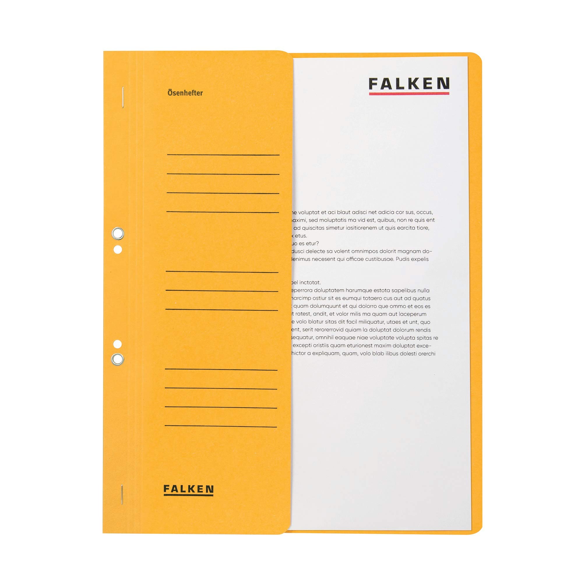 Exacompta - Ref 80003825001F - FALKEN - Eyelet Top-Down Flat Files - A4 (210 x 297mm) in Size, 250gsm Recycled Manilla, Half Cover for Identification - Yellow (Pack of 50)