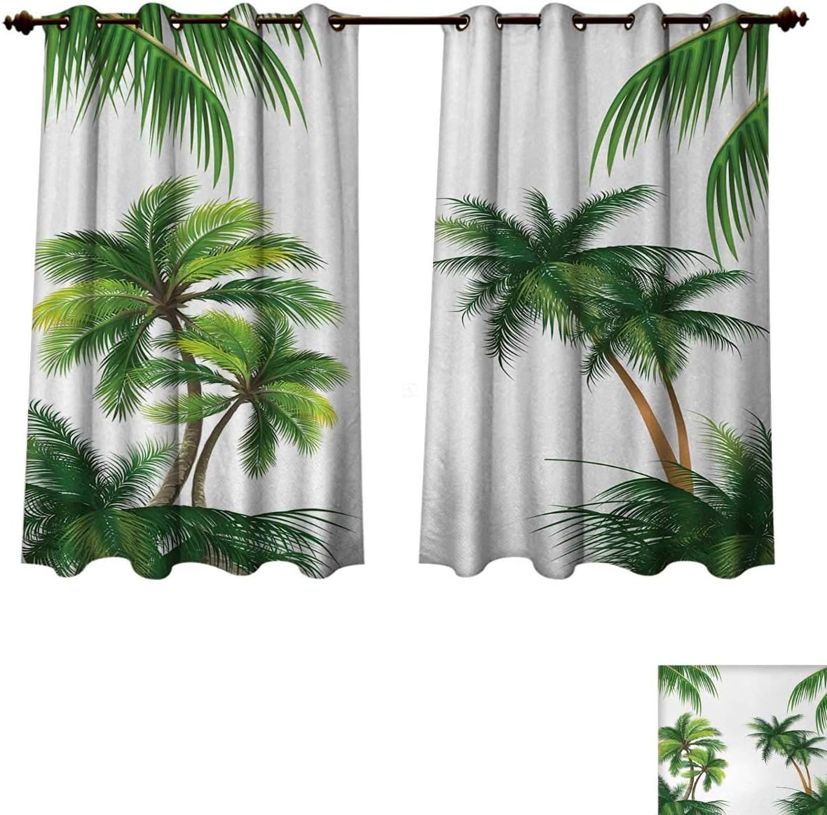 Anzhouqux Tropical Blackout Curtains Panels Bedroom Coconut Palm Tree